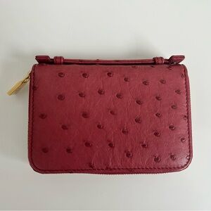 Loro Piana Ostrich Leather Zip Around Coin Purse
